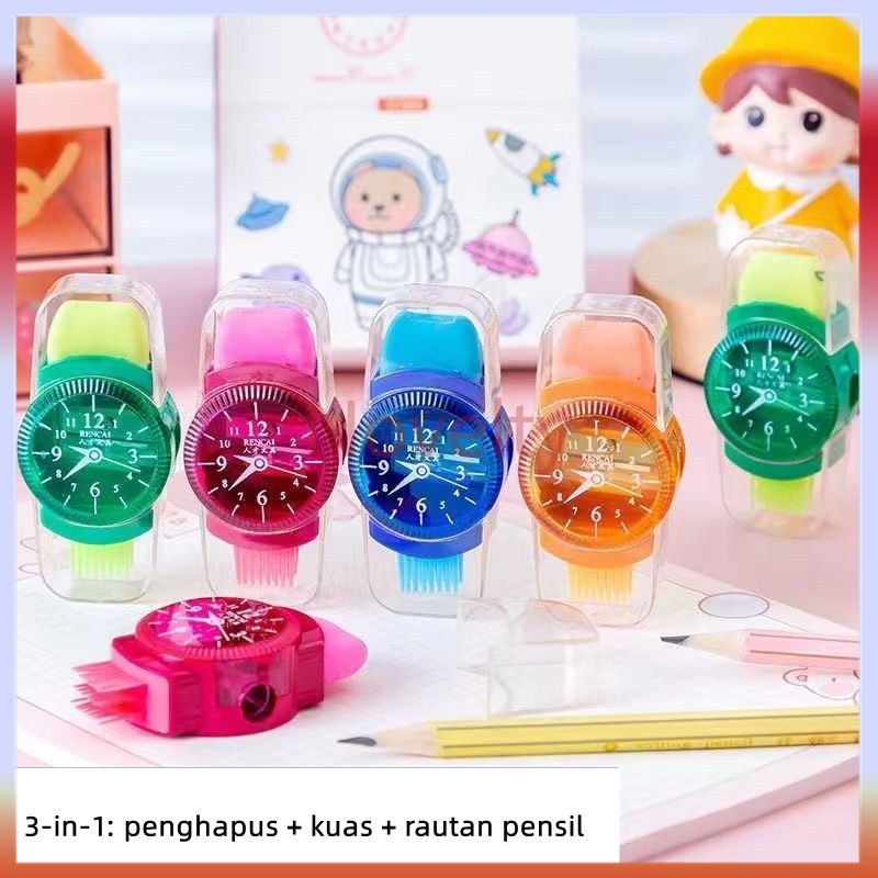 

Novelty Rautan pensil multifungsi/rautan pensil 3-in-1/rautan pensil berbentuk jam tangan