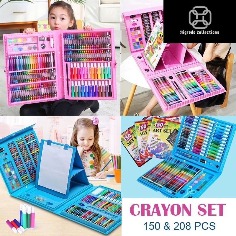 

Crayon Set Anak Pensil Warna 150pc 208pc Set Krayon Spidol Gambar Mewarnai Anak