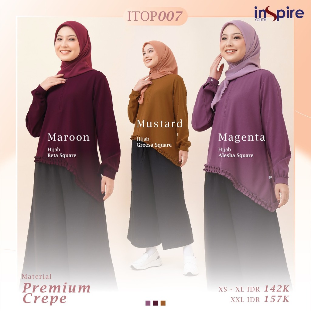 Tunik Wanita Dewasa Terbaru Itop 007 Motif Polos by Nibras