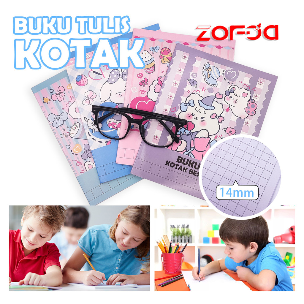 

14mm Grid Notebook Buku Latihan Buku Tulis Kotak Buku Catatan Kotak Buku Harian Indah Buku Pekerjaan Rumah TK Alat Tulis Pembelajaran Kelas Bawah 4/8pcs