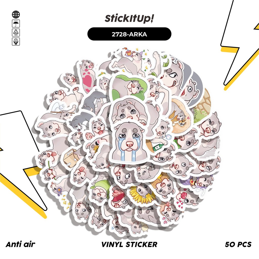

COD✨ 50 Pcs Stiker FUNNY CHARACTER ARKAD THE BULLDOG Lucu Anti Air Untuk Dekorasi Notebook Sepeda Skateboard Handphone DIY