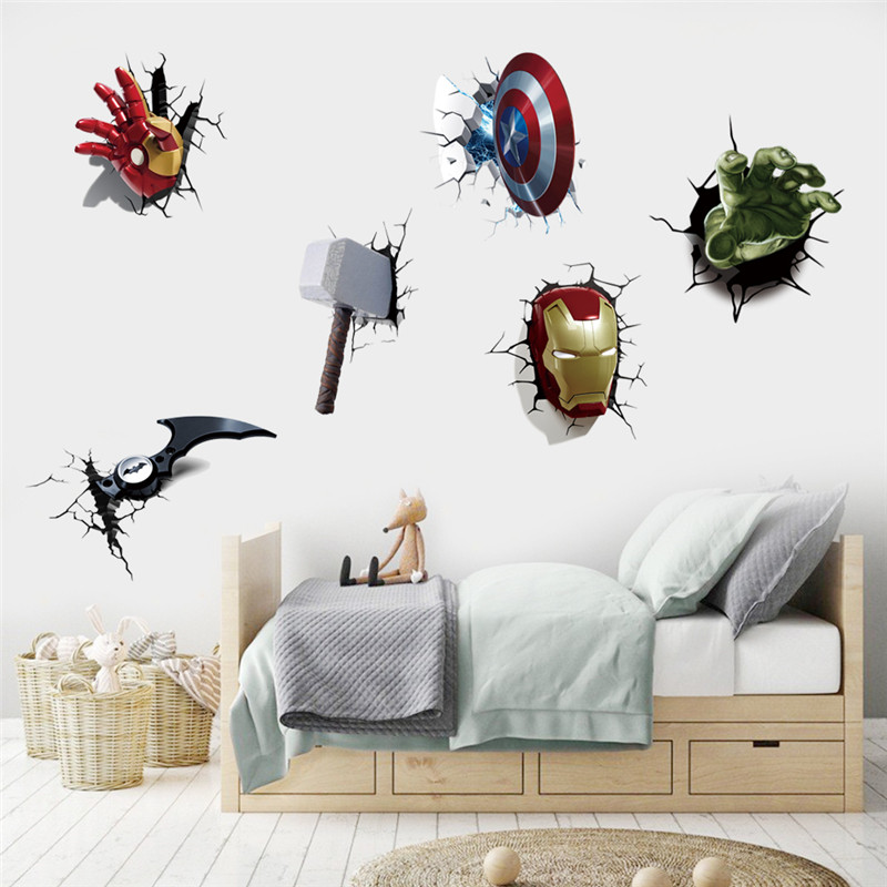 

MINISO Cartoon Avengers DIY Wall Stickers For Kids Room Marvel Superhero Movie Poster Living Room Bedroom Wall Decoration