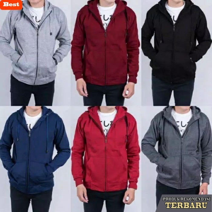 hoodie pria keren Jaket pria wanita sweater hoodie zipper - hijau army, L