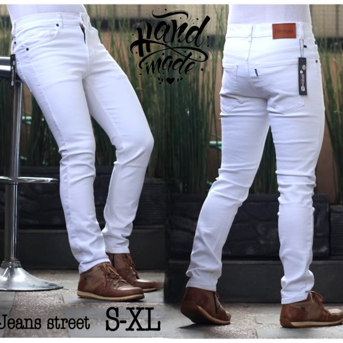 Celana Jeans Pria Putih Polos