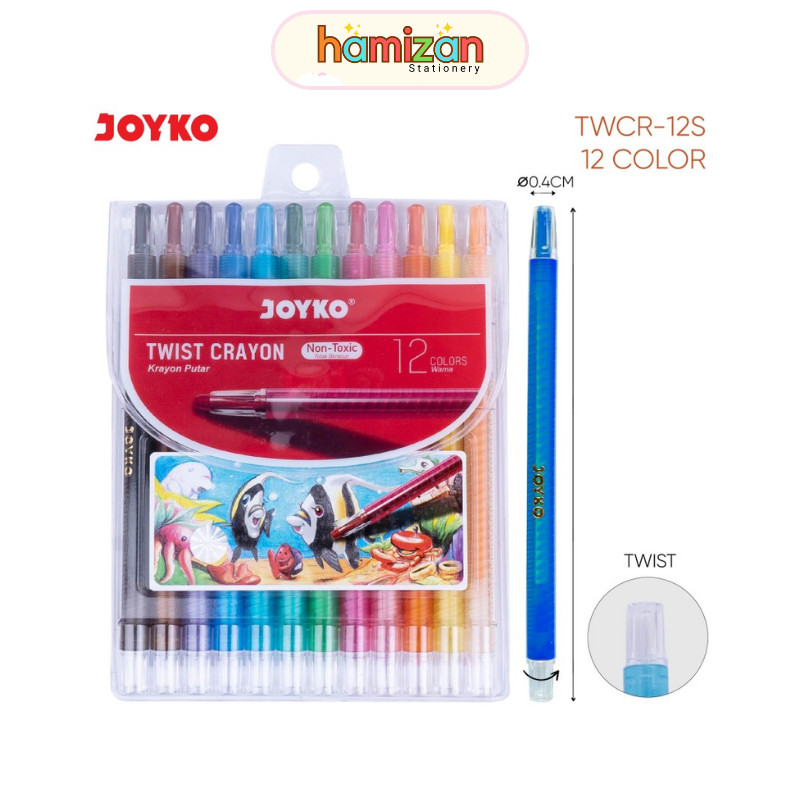 

Twist Crayon / Crayon Putar 12w / Krayon putar Joyko TWCR-12S 12 warna Murah Berkualitas