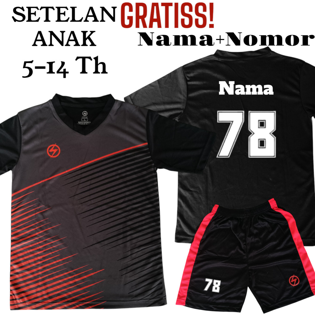 Bisa Sablon Nama +Nomer Punggung Setelan Kostum Olahraga Futsal Voly Badminton Sepak Bola jersey Ana
