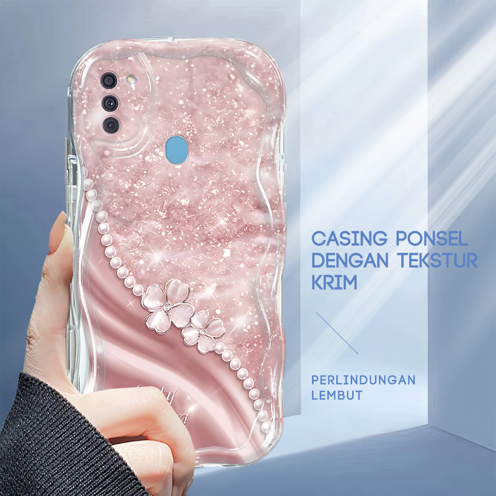 Casing Hp Untuk Compitable With Samsung A11 M11 Terbaru Phone Case Cesing Soft Cover Pink Flower 642