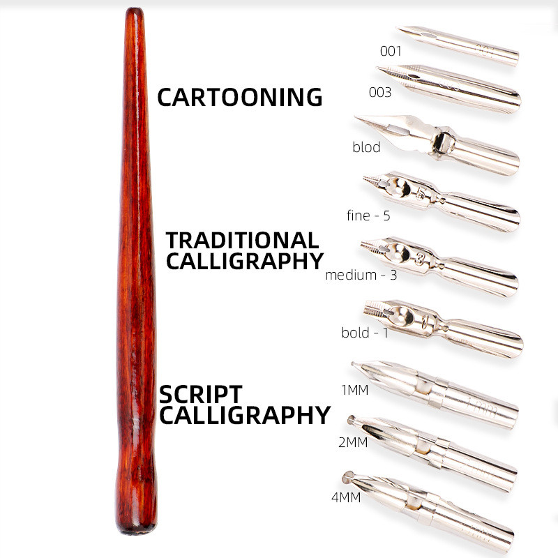 

Dainayw 9 Calligraphy Nibs Dip Pen Set for Cartoon Animation Lettering Skeching Art Drawing Mapping Decorative designs