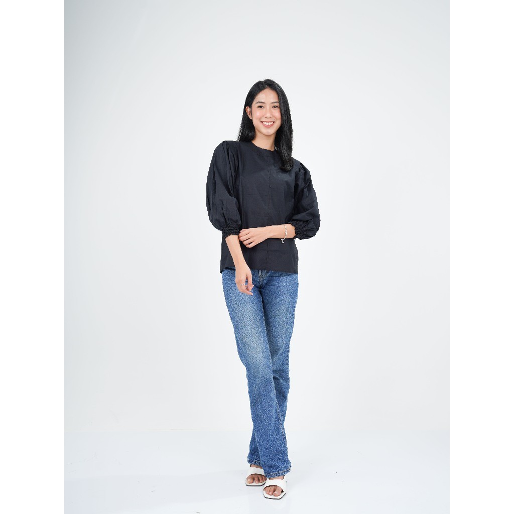 Kemeja Wanita Ruffle Shirt Katun Poplin