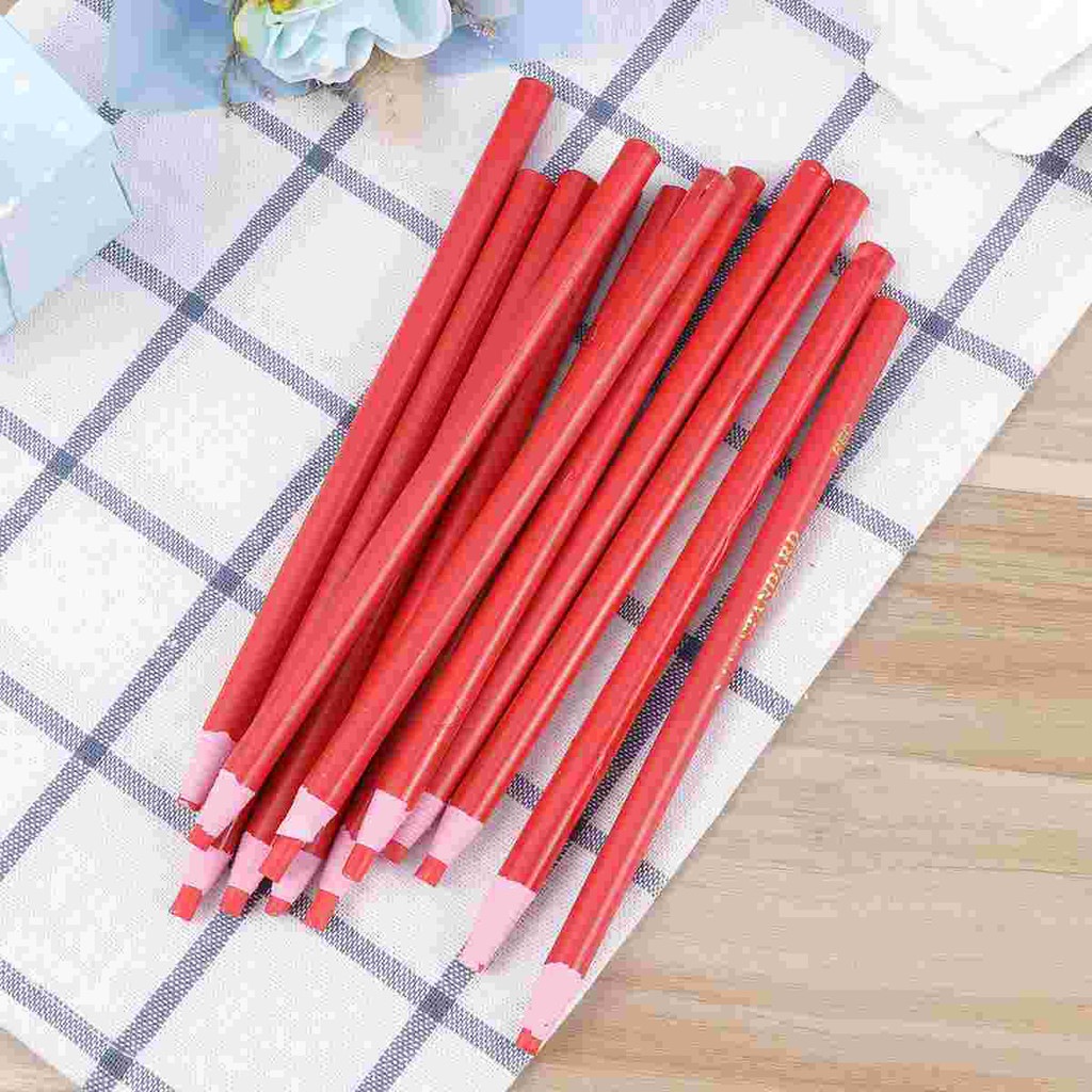 

12 PCS Chinese Marker Grease Pencil Wax Red Fluorescence Yellow Mechanic Crayon