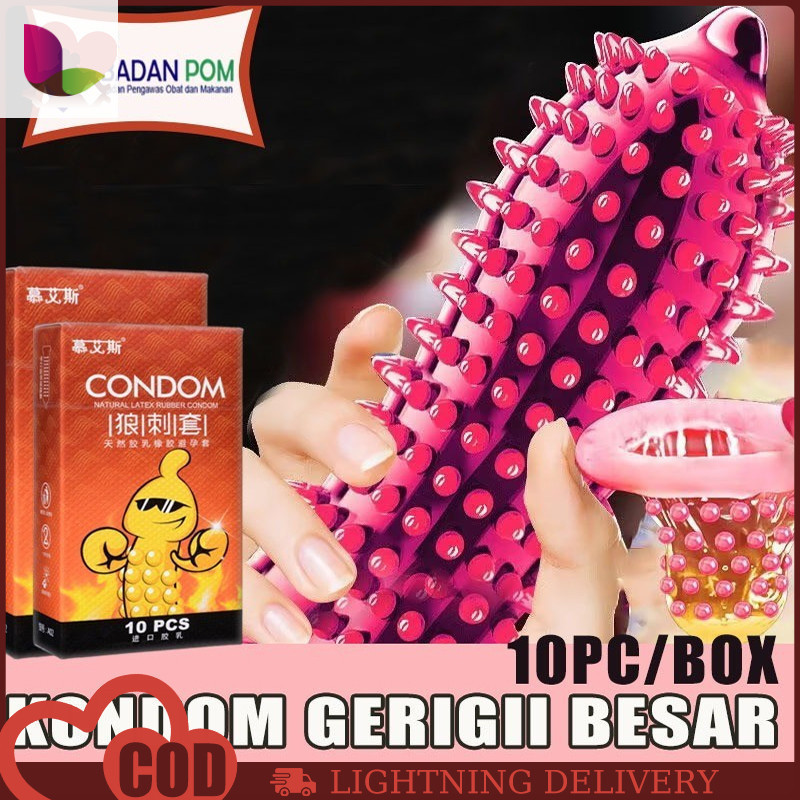 Terbaru~ Kondom bergrigi Kondom sutra bergerigi Kondom grigi Alat kontrasepsi 10pc/Box kondom pria s