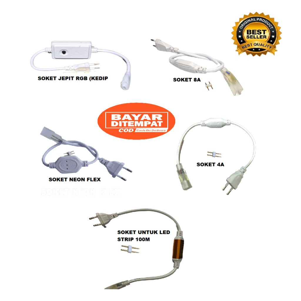 ADAPTOR SOKET COLOKAN UNTUK LED STRIP MODEL JEPIT DAN JARUM BISA UNTUK LAMPU STRIP SELANG 220V ,  NE