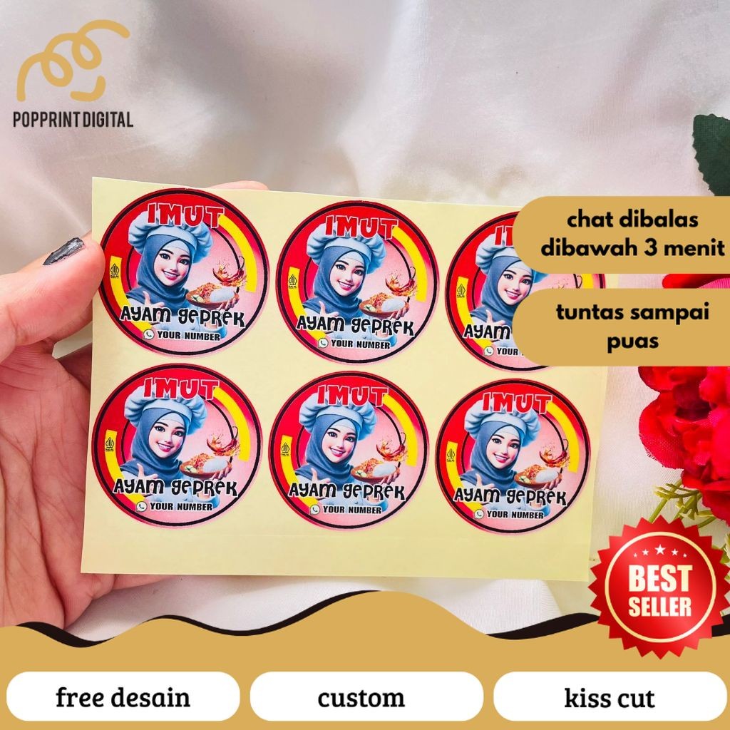 

PopPrints Sticker Catering Ayam Geprek Stiker Free Desain Custom Nama Label Box Kardus Packaging
