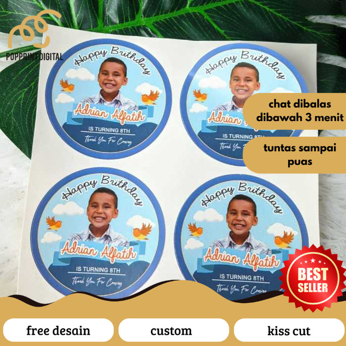 

PopPrints Sticker Bulat Kecil 2-4 Ulang Tahun Anak Stiker Ultah Free Design Template Birthday Chromo