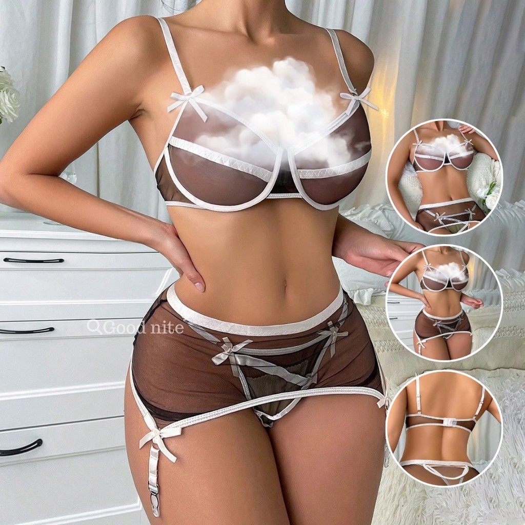GN7241 bikini transparan sexy bra set berkawat sexy lingerie wanita