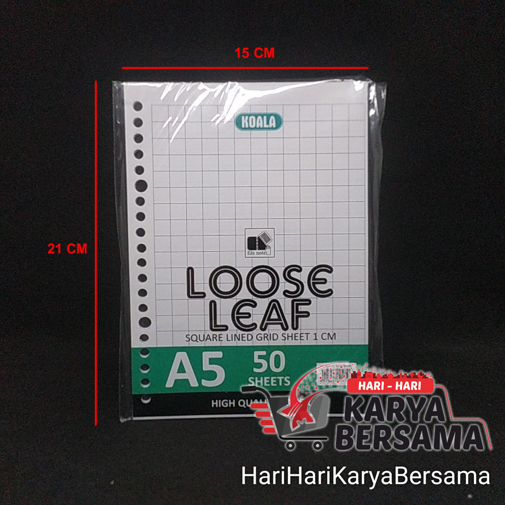 

KOALA LOOSE LEAF A5 KERTAS BINDER PETAK ISI 50 SHEETS