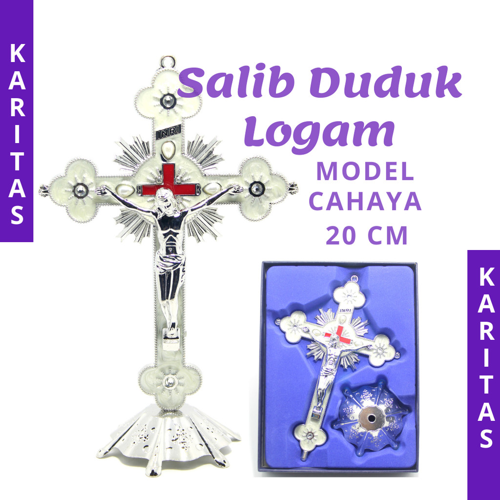 SALIB DUDUK CAHAYA 20 CM / SALIB DUDUK KATOLIK EKSKLUSIF / SALIB MEJA / SALIB ALTAR KATOLIK / SALIB 
