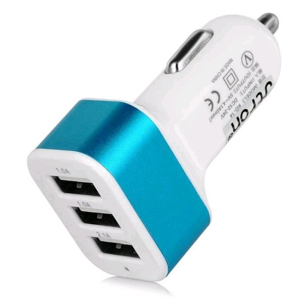 Adaptor Charger Mobil 3 in 1 dengan Batok Cas USB HP - Adapter