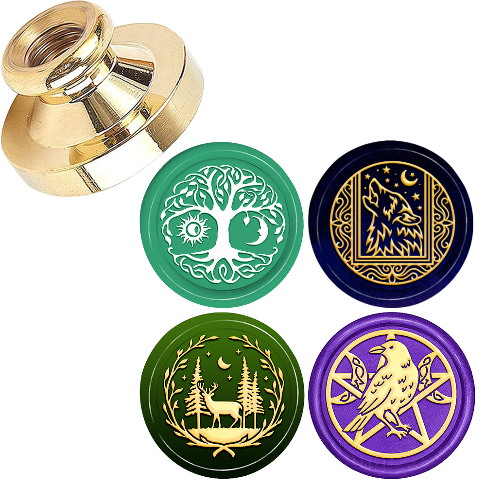 

Crow Moon Wax Seal Stamp Pentagram Bird Totem Pattern Wax Stamp with Removable Brass Head for Party Invitations Card Party