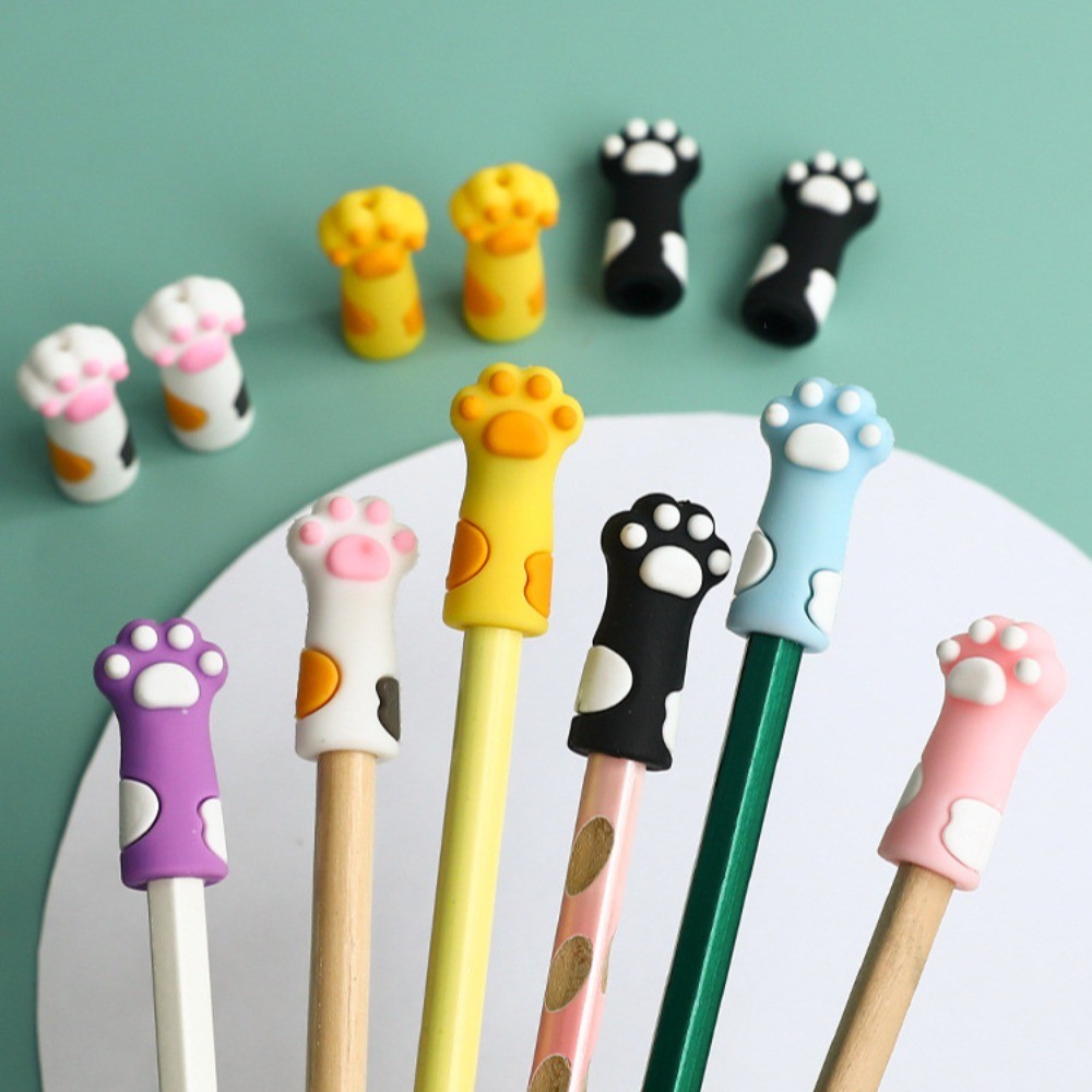 

1pc Kawaii Cat Pencil Cap Cartoon Silicone Pen Topper Covers For Kids Cute Pencil Extender Stationery School Supplies
