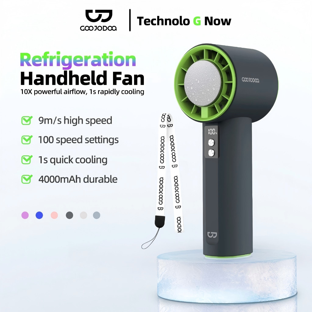 

GOOJODOQ High-speed kipas 100 Gear Kompres es untuk mendinginkan Wind kipas angin Digital Display Adjustable Turbo kipas tangan Hand Held Fan