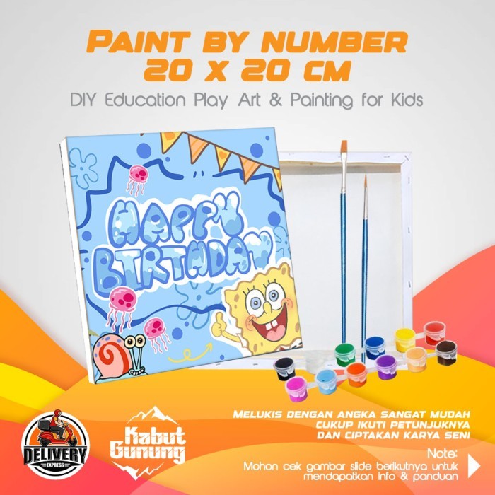 

1 Set Belajar Melukis DIY Paint by Number 20x20 Happy Birthday
