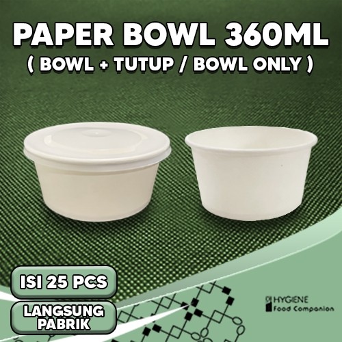 Caztore Paper Bowl/ Mangkok Kertas Putih Polos / Mangkok Kertas Tahan Panas 360ml