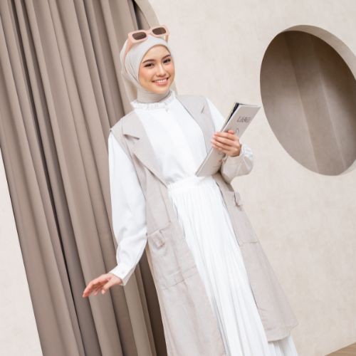 Lunangoofficial - Long vest rompi denim outer premium wanita kekinian