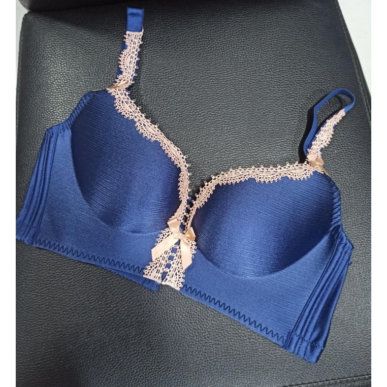 Bra bh seamless tanpa busa penekan lemak samping push up - Biru, 34/75