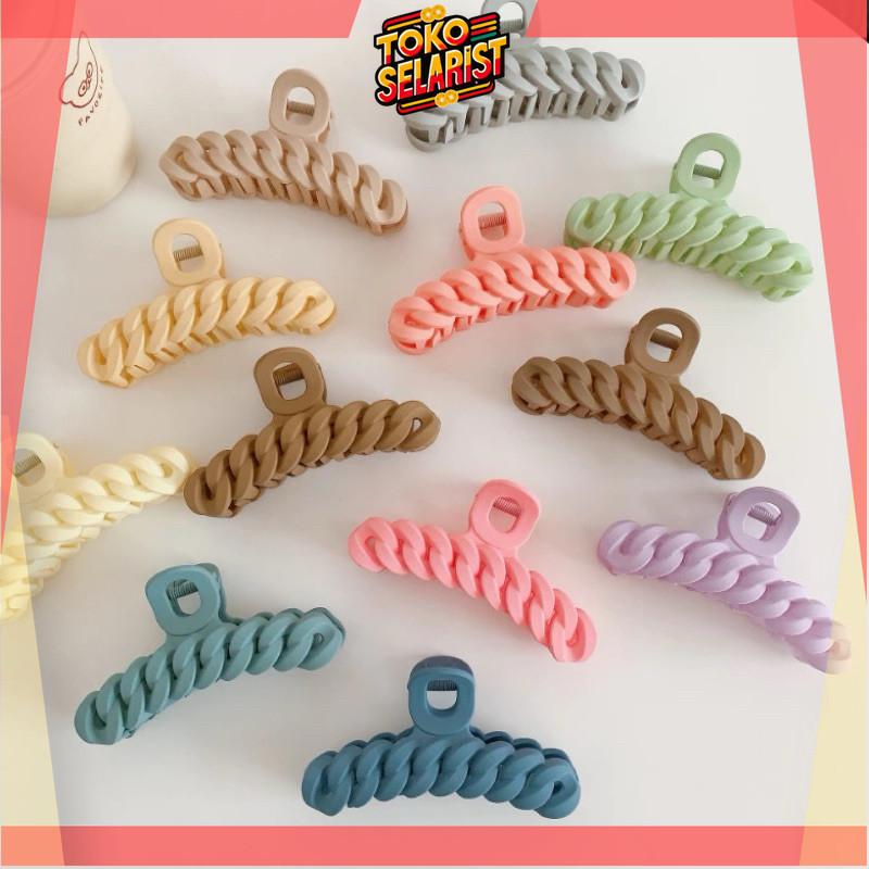 COD Makassar Jepit Rambut Korea / Dewasa Jedai Model Kepang / Jepit Motif Rantai Hair Claw Clip / Je