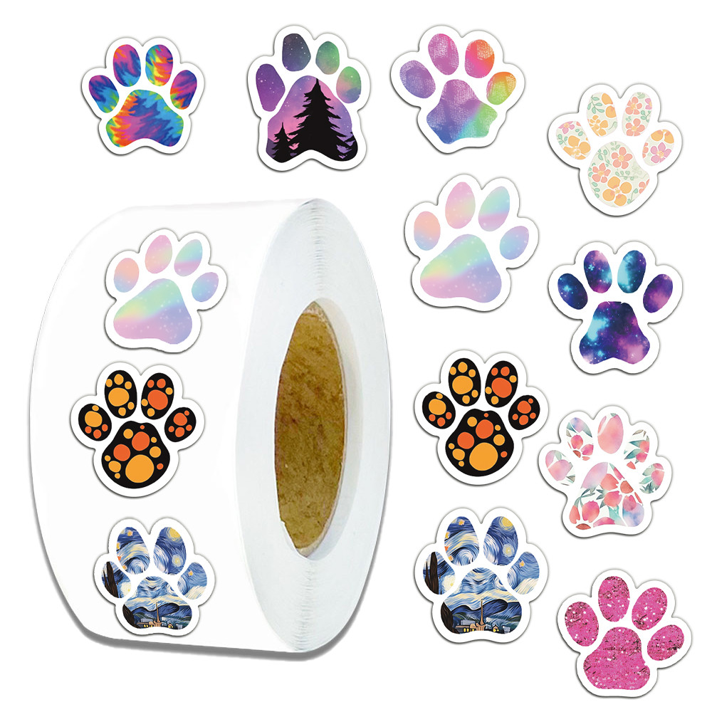 

500PCS Dog Footprints Mobile Phone Cartoon Cute Girl Heart Graffiti Decorative Hand Tent Sticker