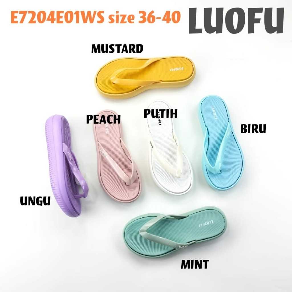 TOMOYSHOP E7204E01WS LUOFU ORIGINAL jelly sandal karet empuk murah cewek jepit sendal wanita murah i