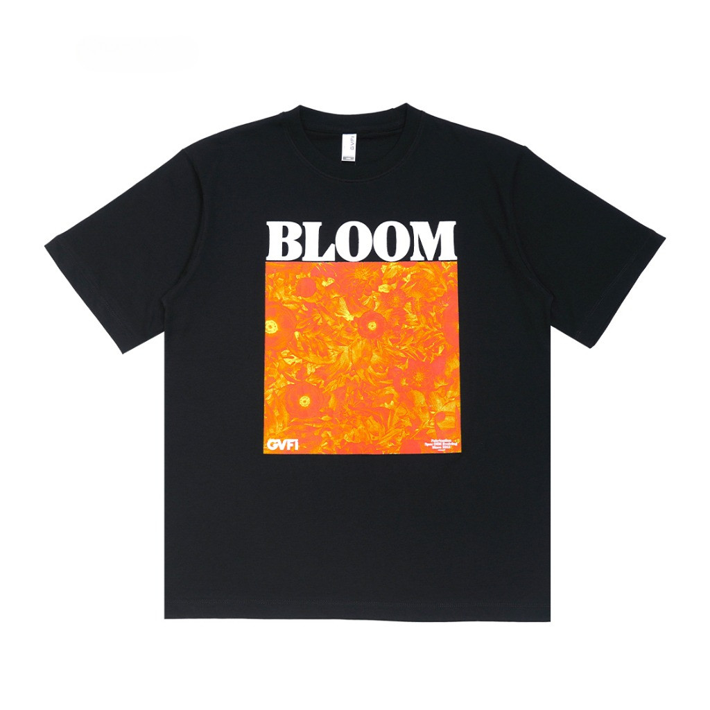 GVFI T-Shirt Blooming In The Mood Black I Kaos Pria/Wanita I Premium Cotton 30s