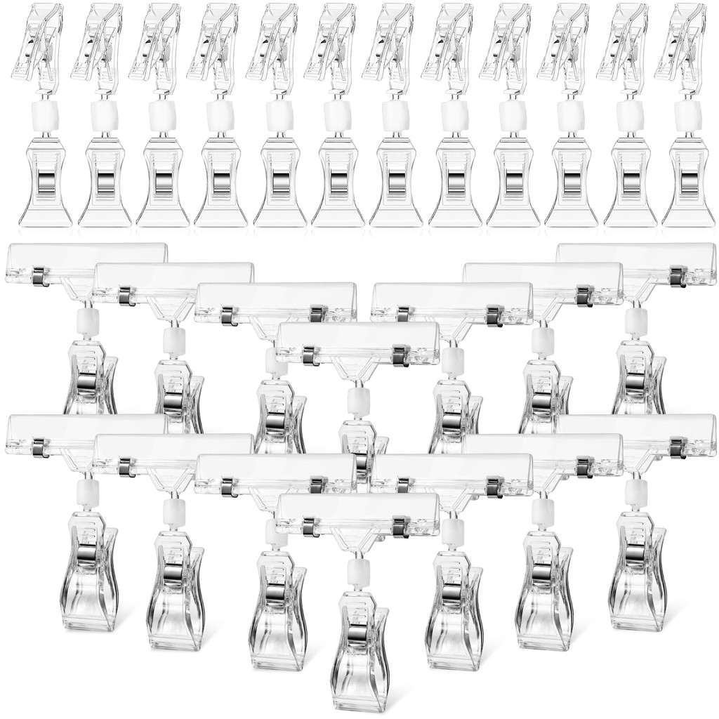 

40 Pcs Rotatable Clip Poster Holder Strong Clamping Double Sided Clips Price Signs Shelf Label Retail Holder Supermarket Clip