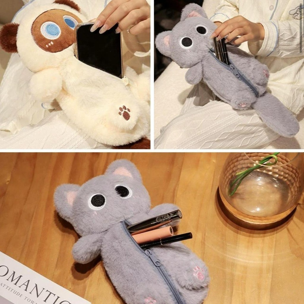 

HenJO Kotak Pensil Boneka Bulu Lucu CATS PLUSHIE Edition Gwiyeo Pencil Case Stationery Bag Kawaii