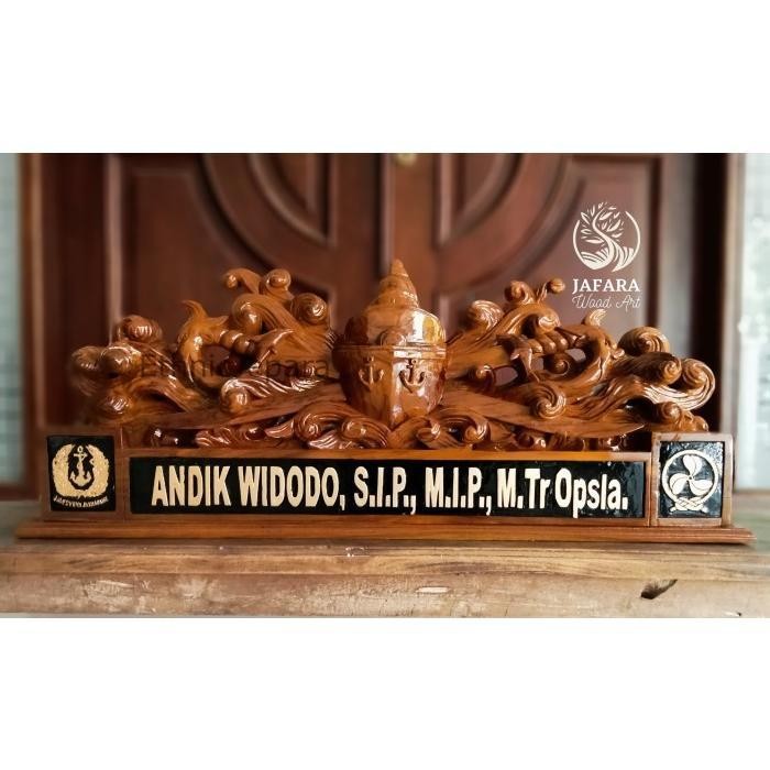 

papan nama meja jabatan ukiran kayu jati custom brevet atas air Termurah Seindonesia EJ4354