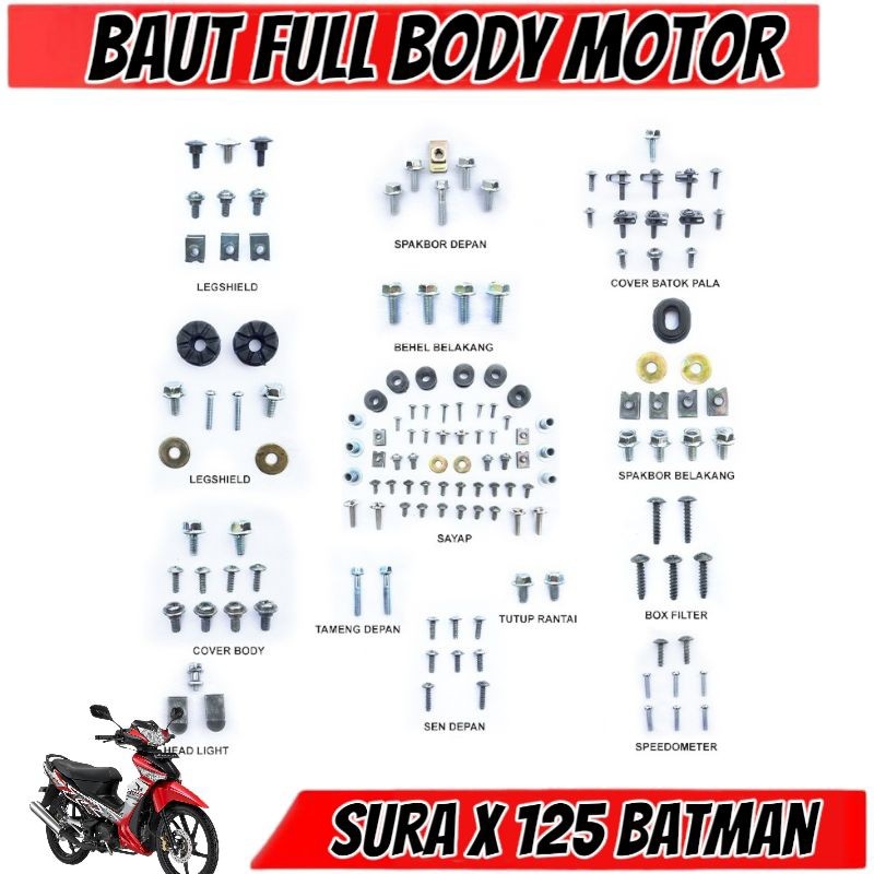 COD Baut Supra X 125 Batman Full Set / Baud Honda Supra X 125 Batman Full set Full Body / Baut Baud 