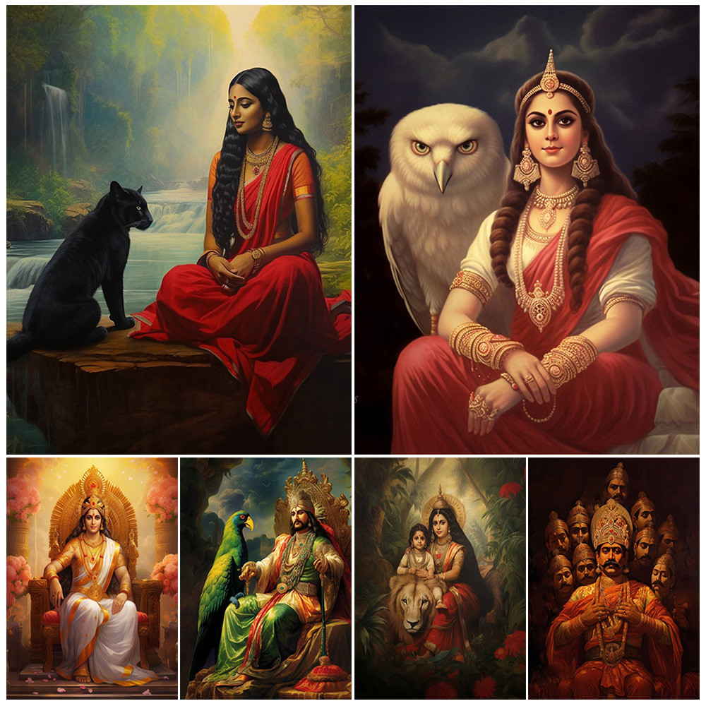 

Kali Goddess Lakshmi Saraswati Parvati Hindu Mythology Wall Pictures For Living Room Poster Wall Art Canvas Painting Unframed