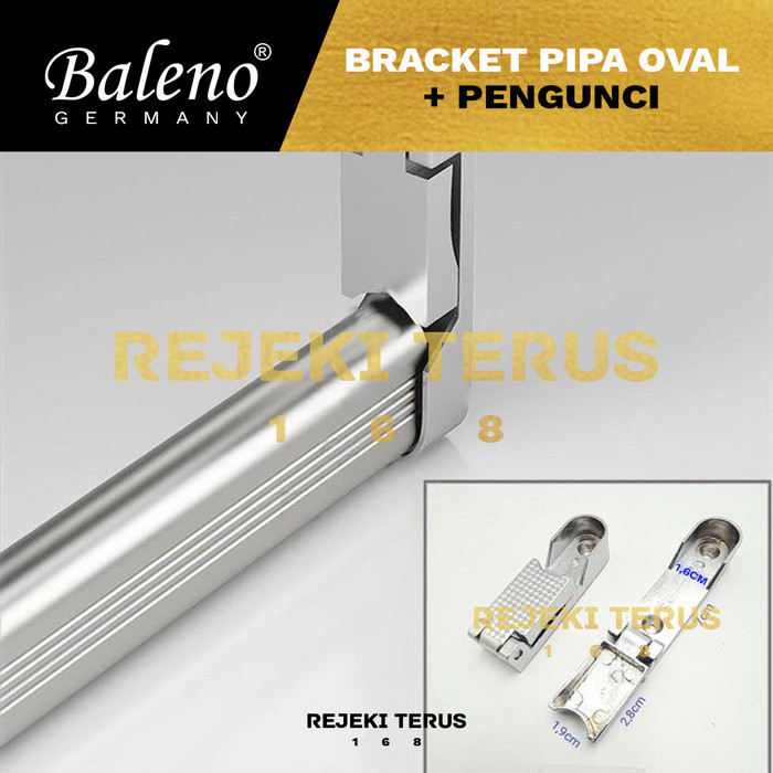 Bracket Pipa Oval + Pengunci / Gantungan Lemari Baju Pipa Braket