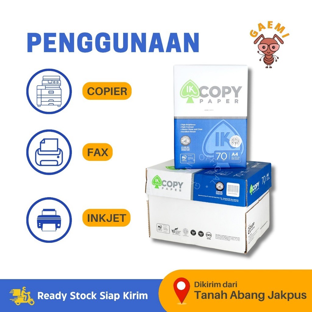 

NUBUSHOP Kertas HVS IK A4 70gr Copy Paper! HARGA PROMO!