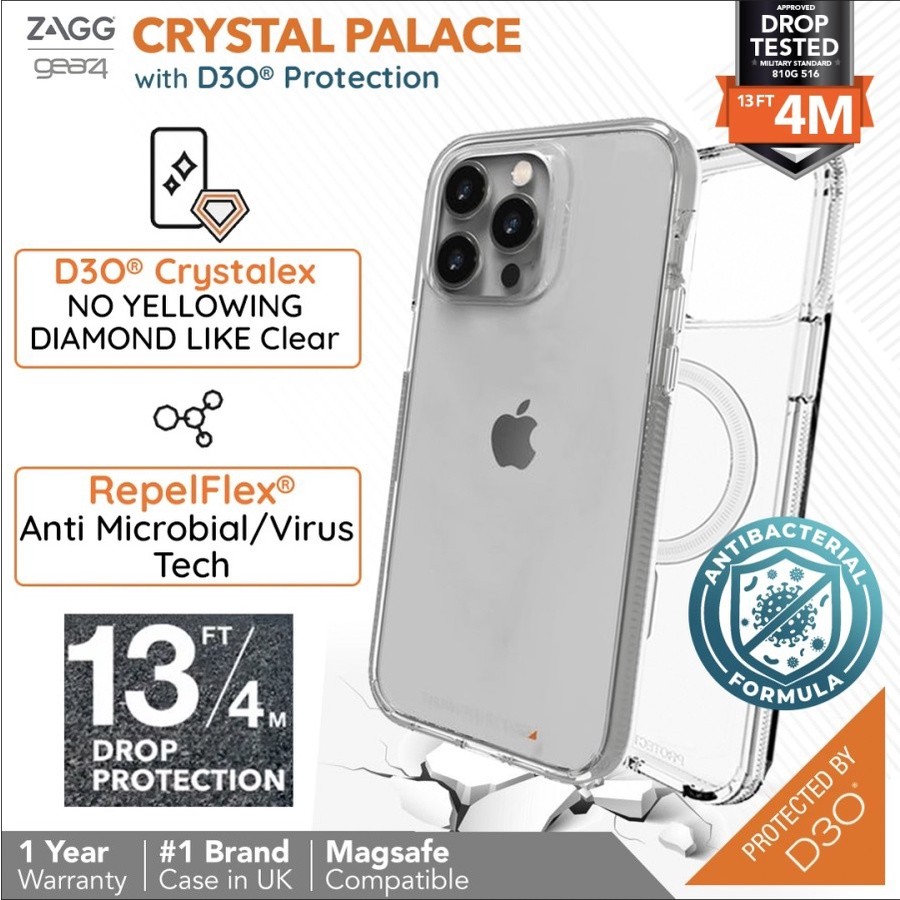 [D3O Protection] Original ZAGG Gear4 Clear Case iPhone 13 Pro Max / 13 Pro / 13 - Crystal Palace Sof
