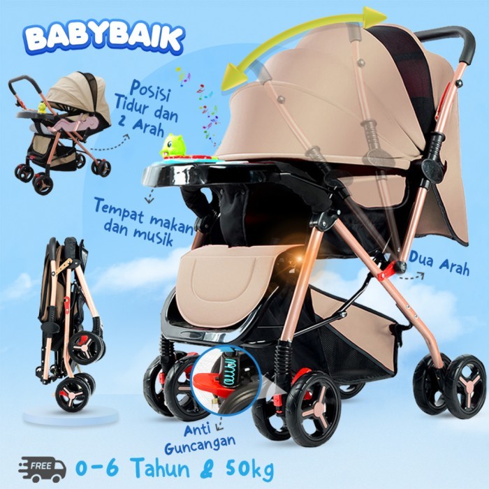 Stroller Bayi Mewah Berkualitas-For Newborn Dorongan Bayi Stroller Lipat Dapat Dilipat Dorong Bayi