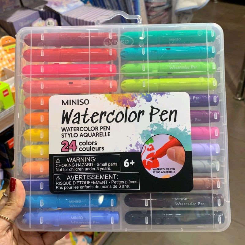 

MINISO 24-color Watercolor Pen (1 Set) pewarna Pensil Warna Alat Tulis Menggambar