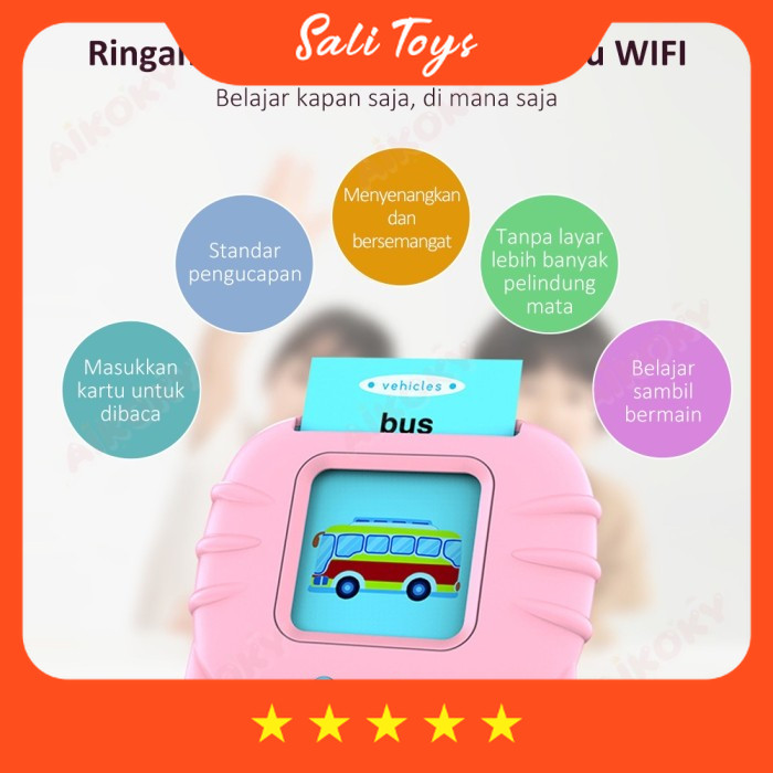 Mainan Anak LucuFlash Card Suara Mainan Early Education Pengenalan Kosakata Bahasa Inggris-Indonesia