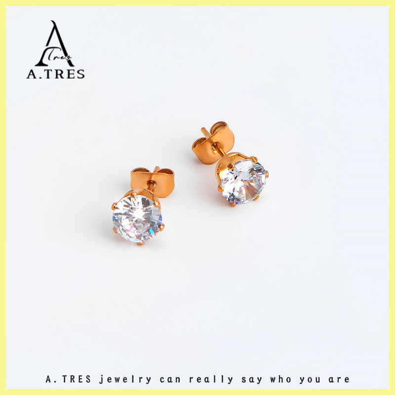 A.TRES Anting Bulat Titanium Perhiasan Perak Asli 1 Set Anting Jepit Wanita Anting Titanium Anting E