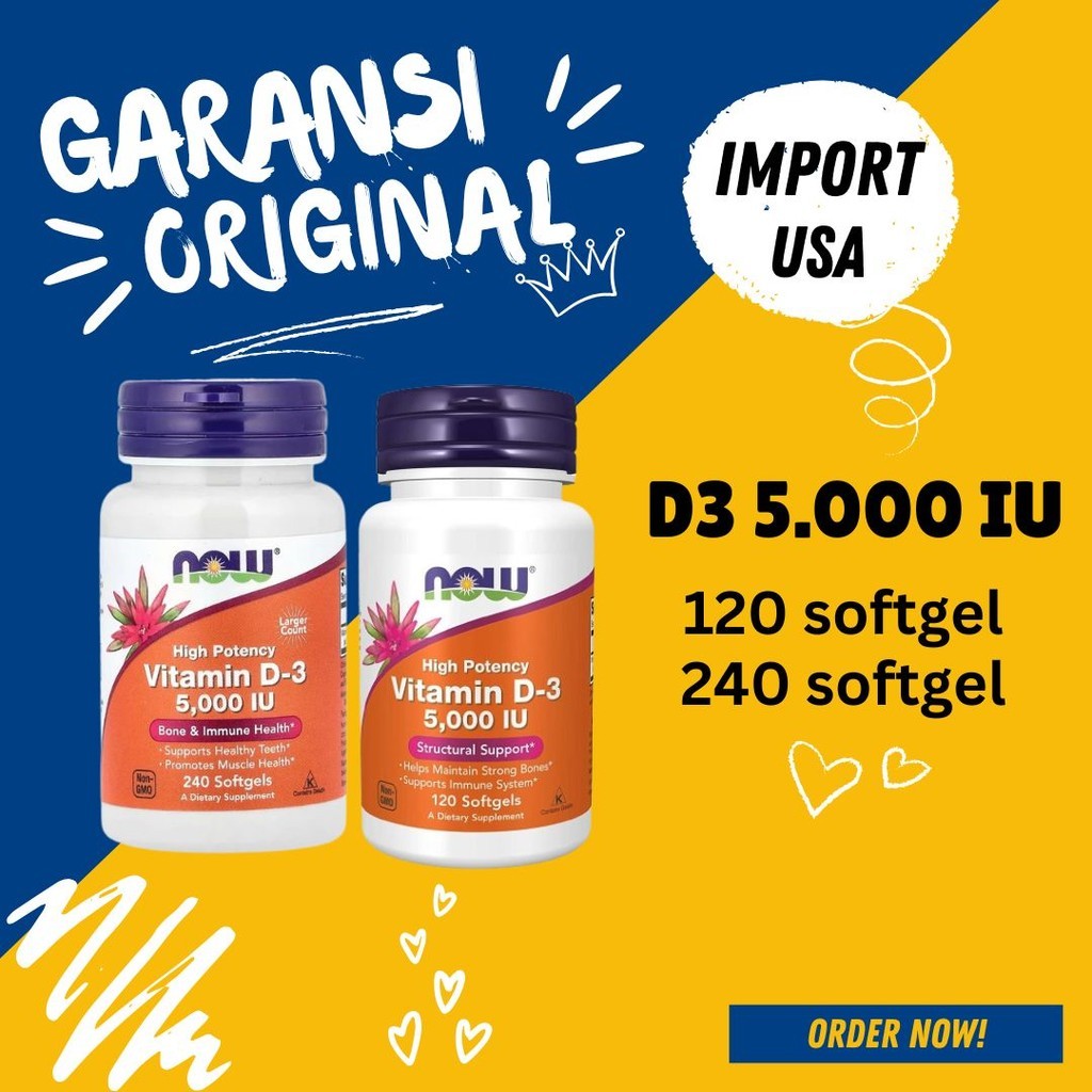 Now vitamin D3 5000 iu 5000iu isi 120 softgels / 240 softgels Original