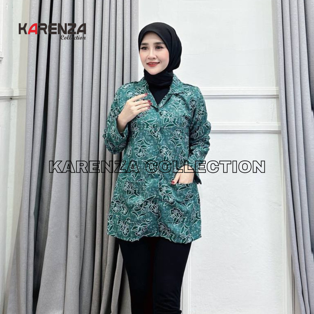 Seragam Batik PKK Nasional Lapis Furing dan non furing - Baju Batik PKK Hijau Toska Terbaru - Karen