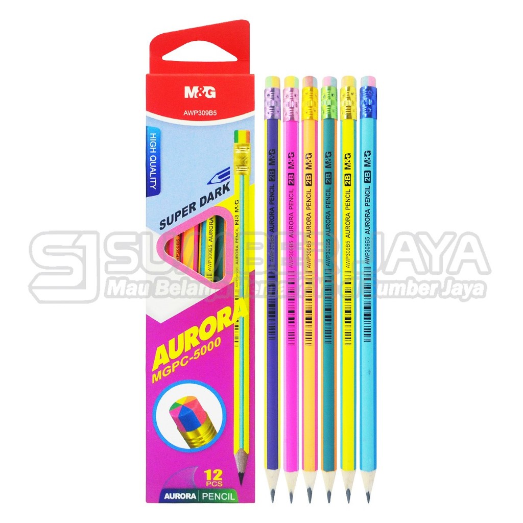 

Pensil Kayu + Penghapus Aurora Pensil M&G 2B AWP309B5 Colorfull