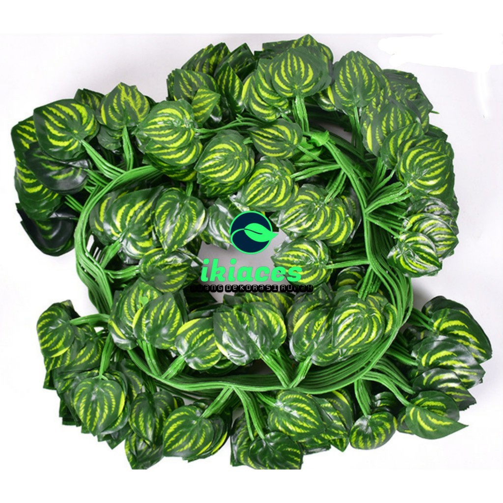 ARKAMANISHOP DAUN RAMBAT SEMANGKA DAUN PLASTIK DAUN ARTIFICIAL DAUN JUNTAI BUNGA PLASTIK TANAMAN ART