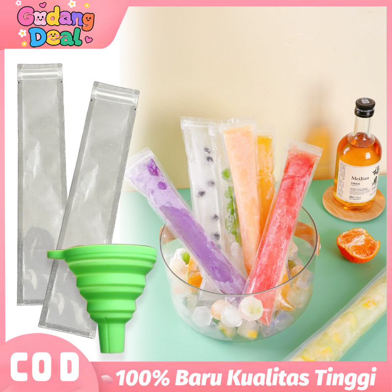 20PCS Plastik Es Lilin Klip Dan Corong Plastik Es Lilin Zip Lock Plastik Es Mambo Plastik Es Pensil
